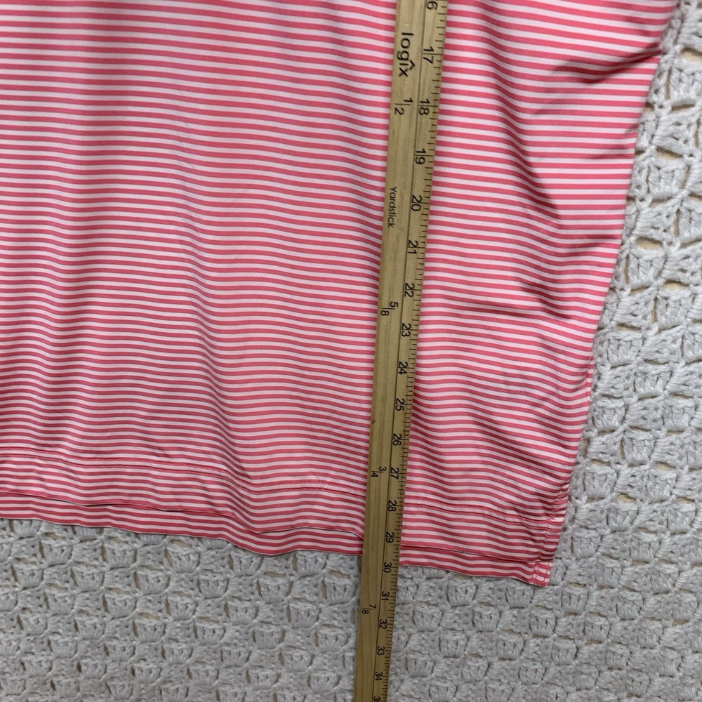 FootJoy FJ Golf Polo Shirt Mens Sz L Striped Pink Short Sleeve Performance - Picture 7 of 9